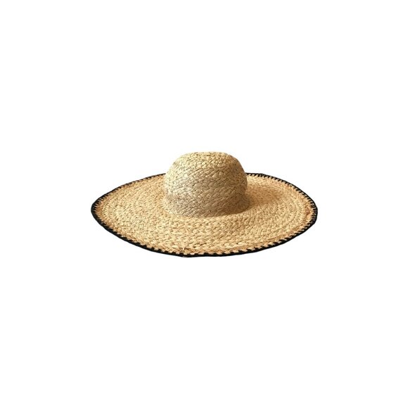 L*Space Beth Floppy Straw Sun Hat Womens OS Tan Brown Black Woven Beach Pool main image 4